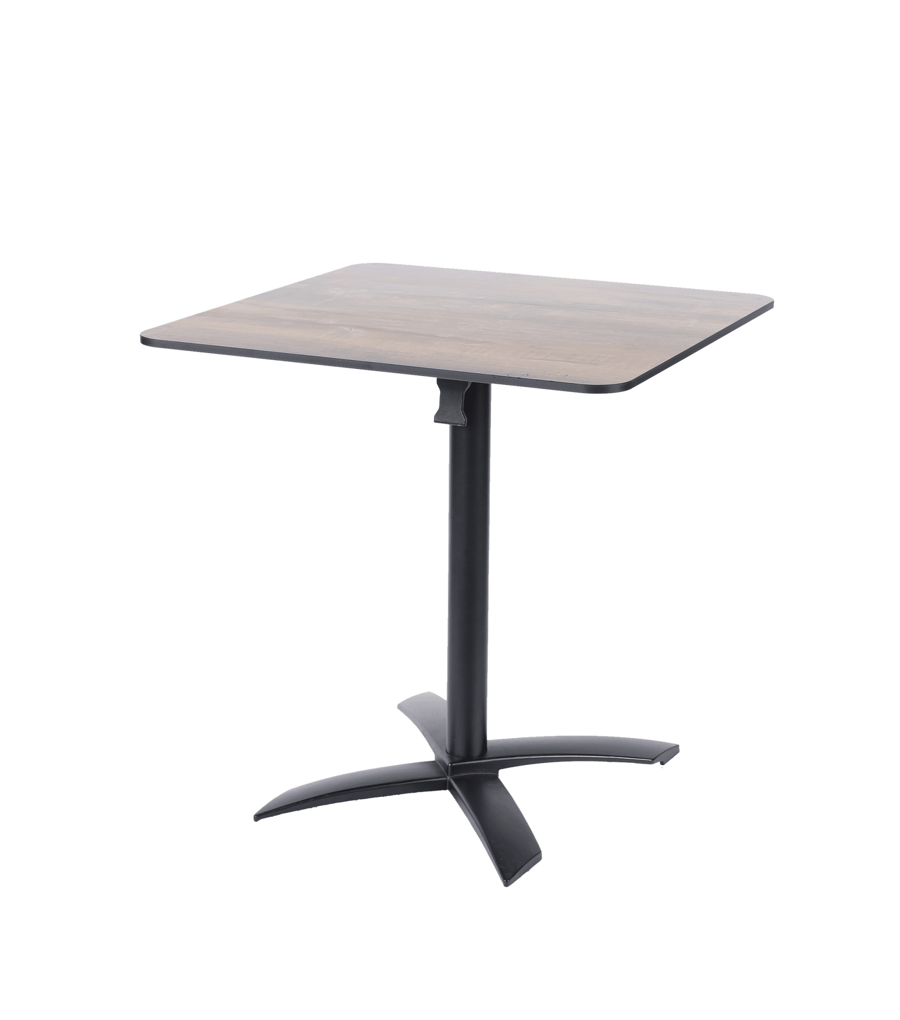 Masă Terasă 70x70 cm cu Blat HPL 12mm Stejar Închis și Picior Aluminiu – Model Rabatabil - Bistro Design Store