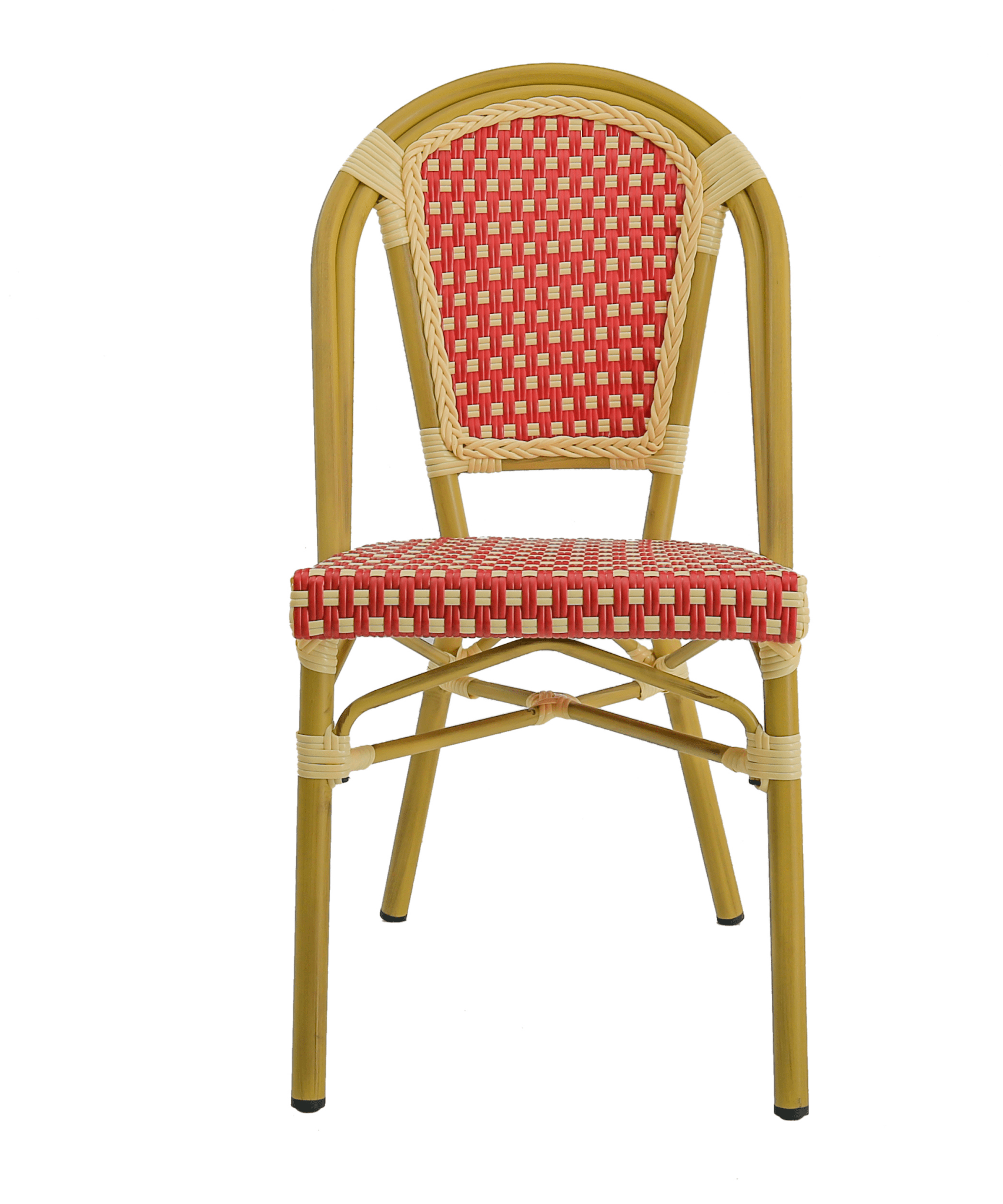 Scaun Aluminiu și ratan pentru Terasă și Restaurant Bordeaux lateral fata